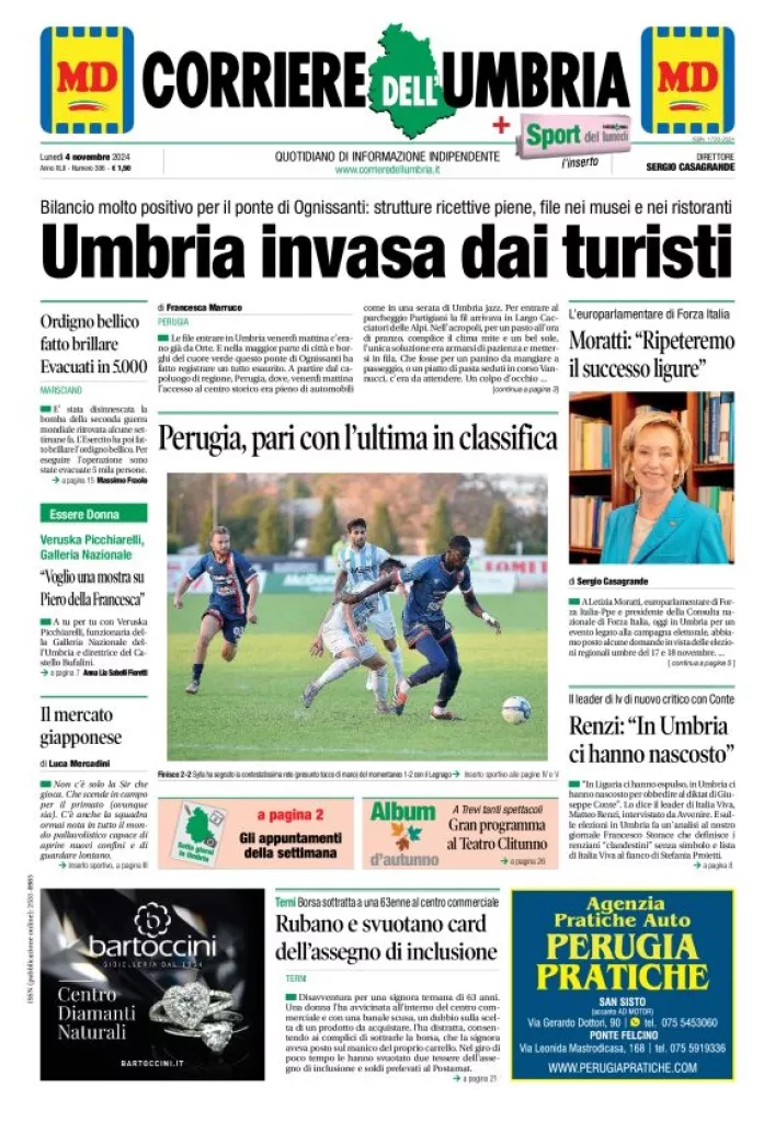 Prima-pagina-corriere umbria-del-2024-11-04